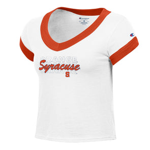 Champion Women's Syracuse V-Neck Ringer Tee