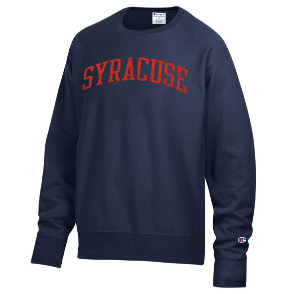 Champion Distressed Syracuse Heavyweight Reverse Weave Garment Dyed Crew Neck Sweatshirt