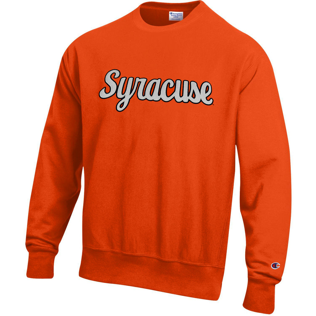 Champion Heavyweight Reverse Weave Script Syracuse Tackle Twill Crew Neck  Sweatshirt -